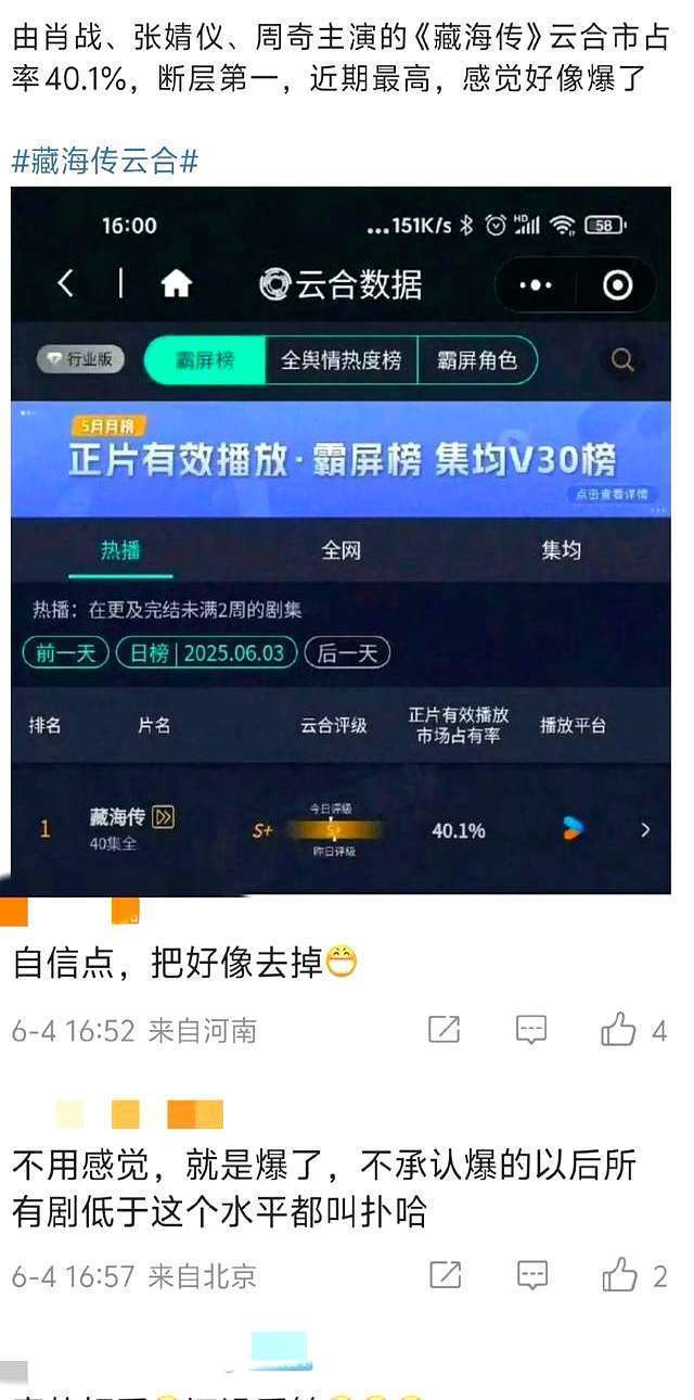 藏海传收官战绩惊人 4人升咖3人零差评，央一首播热度爆表